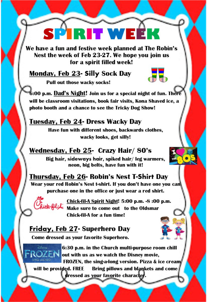 spirit week flyer for parents